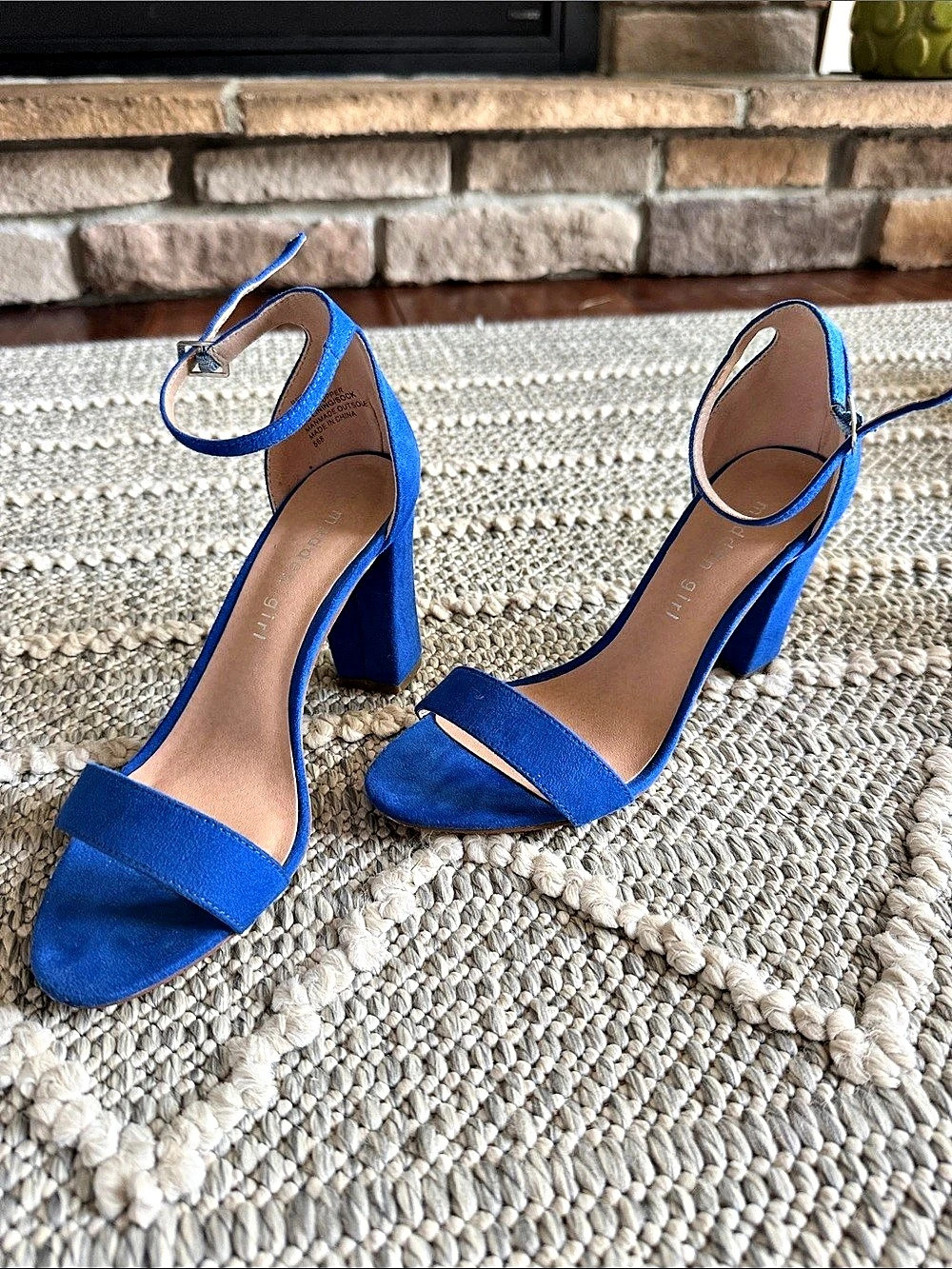 Madden Girl Bella Heel Blue Ankle Strap Block Heel Sandals